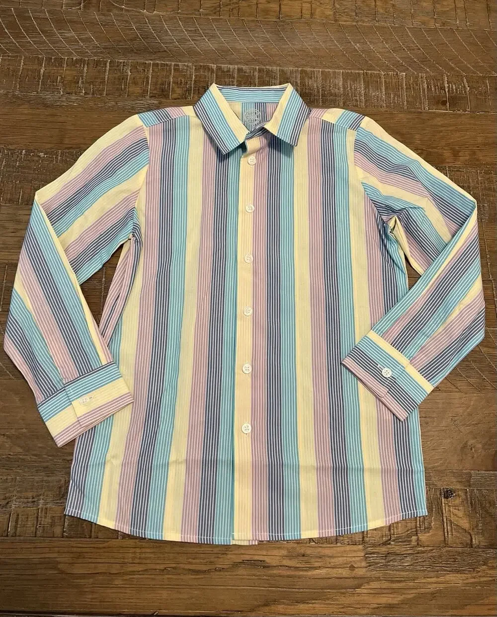 Wonder Nation Boys Button Down Shirt Size 8 Long Sleeve Colorful Dress Shirt